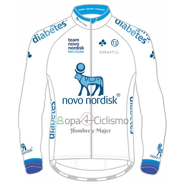 Novo Nordisk Ropa Ciclismo Culotte Largo 2017 Hombre Mangas Largas Novo Nordisk Blanco